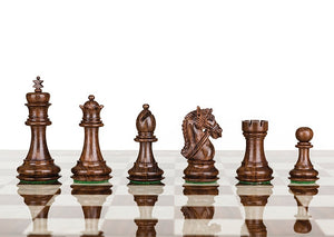 Jeu d'Échecs en Bois d'Acajou <br>Sculpté à la Main