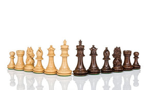 Jeu d'Échecs en Bois d'Acajou <br>Sculpté à la Main