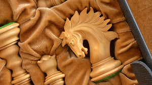 Coffret Pièces d'échecs <br>Velours Beige à Double étages