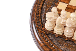 Echiquier Circulaire en Bois de Hêtre et son Jeu d'Echecs Pion