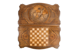 Plateau de Backgammon avec Cerf Cavalier