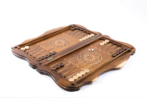 Plateau de Backgammon avec Paysage Naturel Pions Noirs