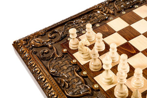 Table d'Echecs de Luxe Pions Noirs