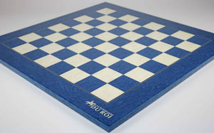 Echiquier bleu et blanc en bois de frêne