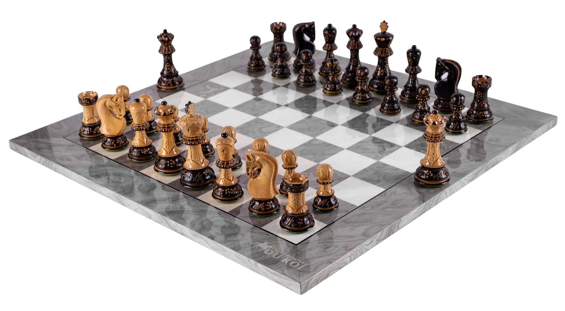 Jeu d'Échecs Prestige <br>en Loupe de Frêne (Haute Brillance)