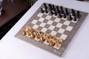 Jeu d'Échecs Splendeur Gris Laqué <br>en Bois de Frêne