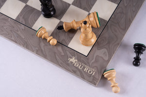 Jeu d'Échecs Splendeur Gris Laqué <br>en Bois de Frêne
