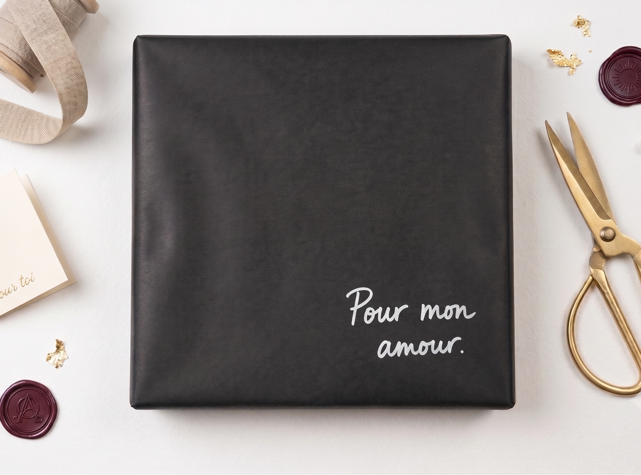 Eco-friendly black gift wrapping