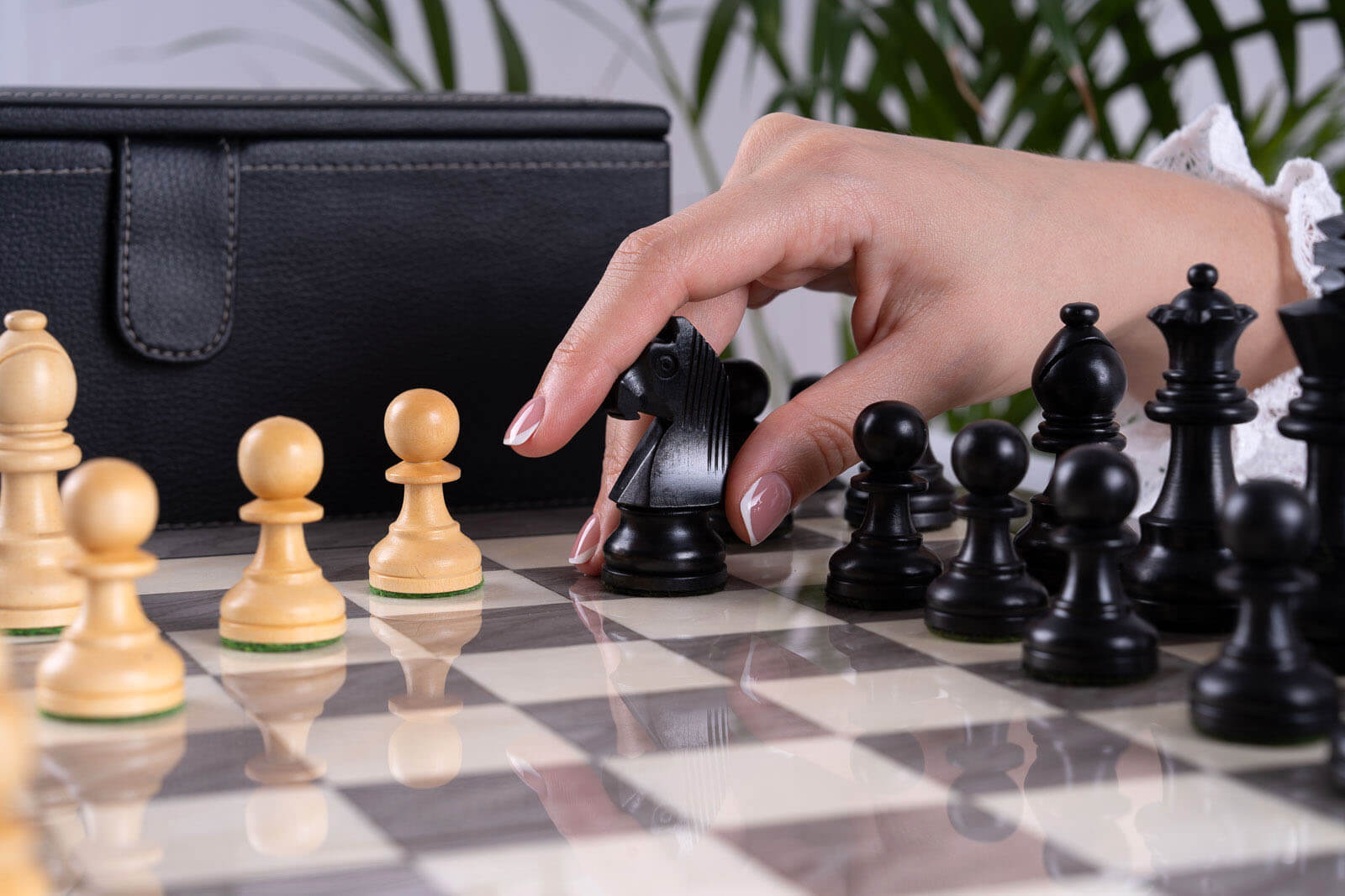 Jeu d'Échecs Perle <br>en Bois de Frêne et Buis