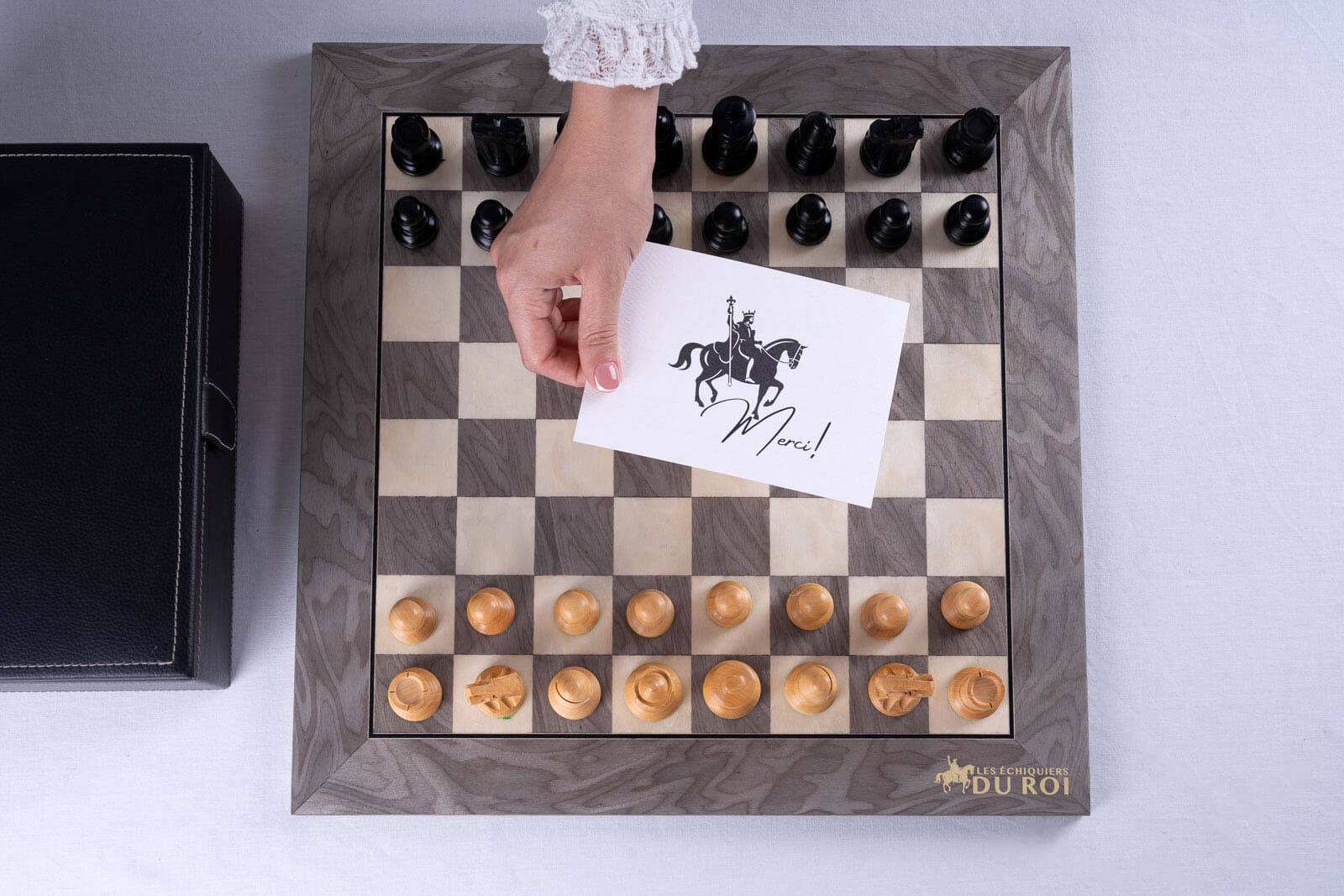 Jeu d'Échecs Graphite <br>en Bois de Frêne et Buis