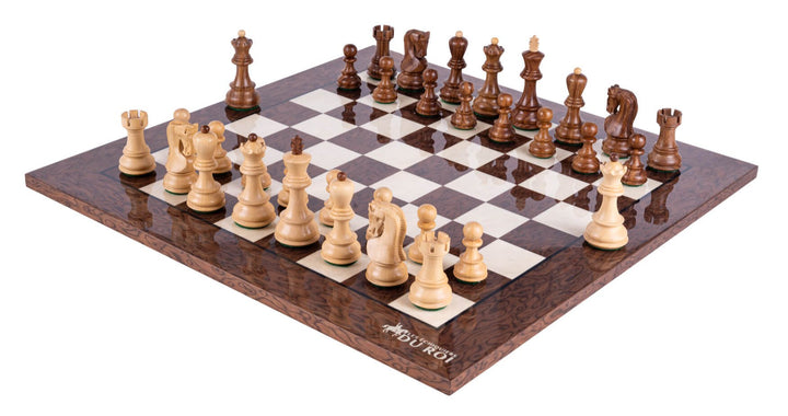 Jeu d'Échecs Suzerain  en Loupe de Frêne et Buis