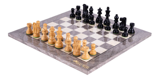 Jeu d'Échecs Graphite <br>en Loupe de Frêne et Buis