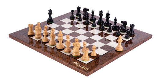 Jeu d'Échecs Guerrier <br>en Loupe de Frêne et Buis