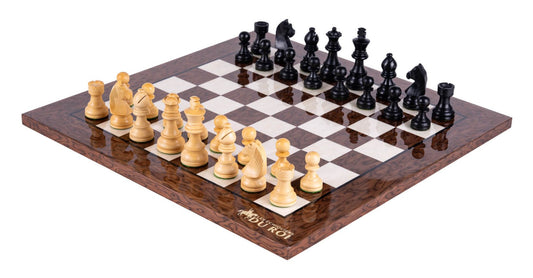 Jeu d'Échecs Reflets <br>en Loupe de Frêne et Buis