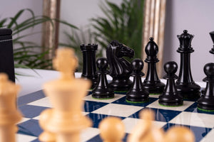 Jeu d'Échecs Bleu Céleste <br>en Loupe de Frêne