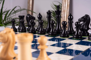 Jeu d'Échecs Bleu Céleste <br>en Loupe de Frêne