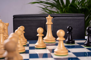 Jeu d'Échecs Bleu Céleste <br>en Loupe de Frêne