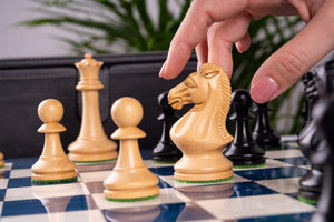 Jeu d'Échecs Bleu Céleste <br>en Loupe de Frêne