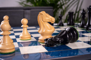 Jeu d'Échecs Bleu Céleste <br>en Loupe de Frêne