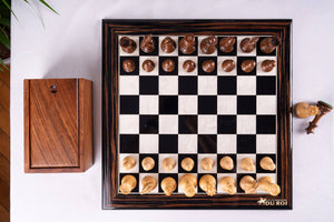 Jeu d'Échecs Couronne <br>en Bois d'Ébène