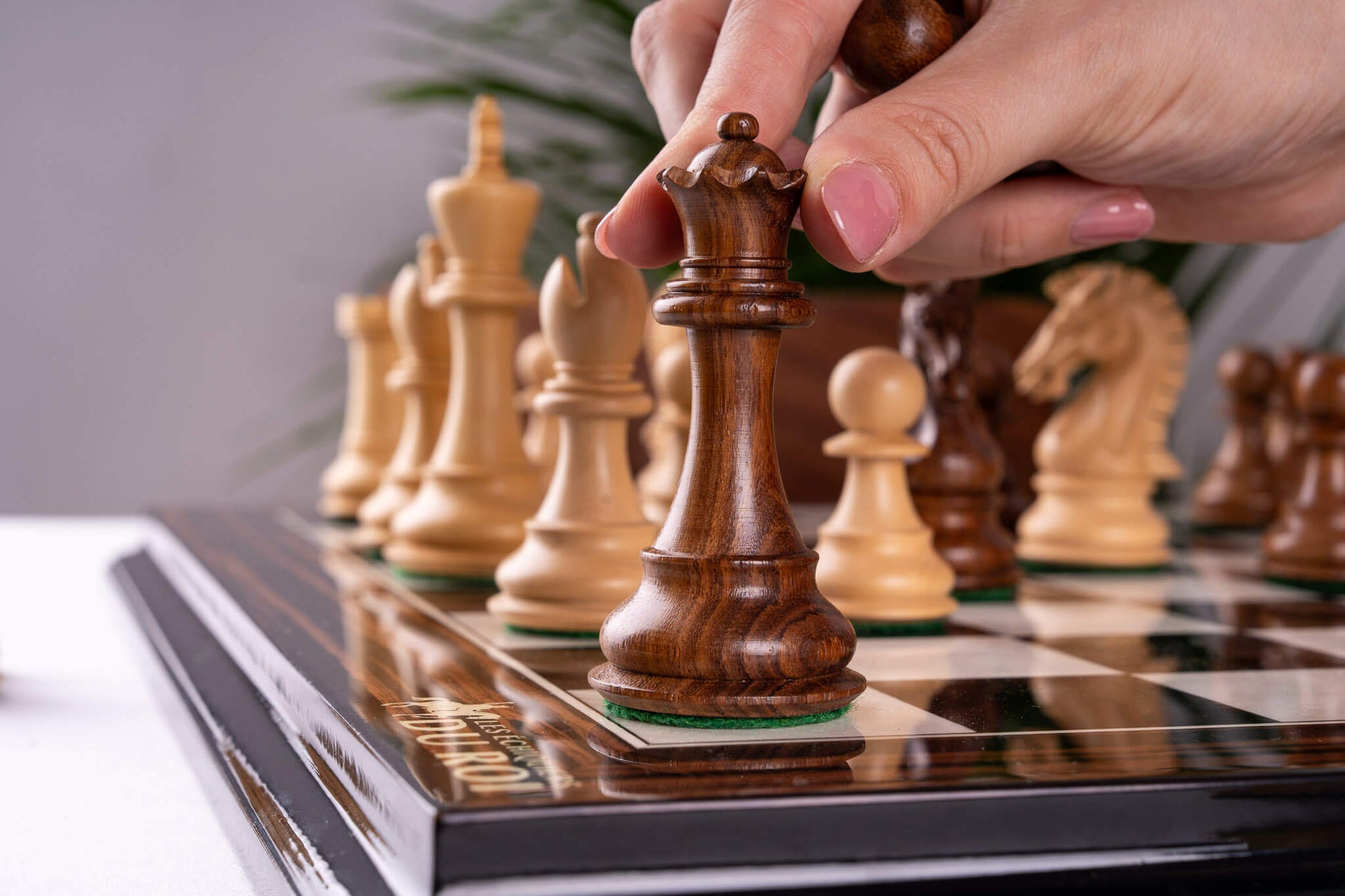 Jeu d'Échecs Couronne <br>en Bois d'Ébène