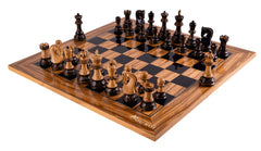 Jeu d'Échecs Œuvre <br>en Bois d'Olivier