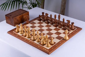 Jeu d’échecs Lauriers <br>en Bois de Buis & Acajou