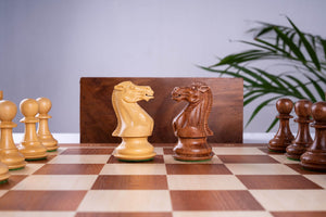 Jeu d’échecs Lauriers <br>en Bois de Buis & Acajou