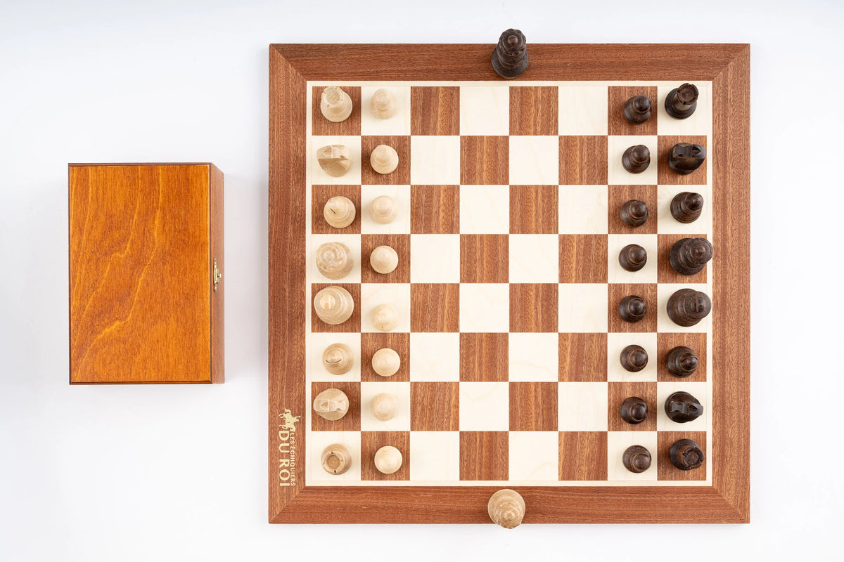 Jeu d'Échecs Altesse en Bois d'Acajou — vue du dessus