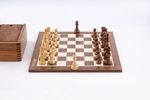 Jeu d'Échecs Style Américain en Érable et Noyer — vue d’ensemble 1