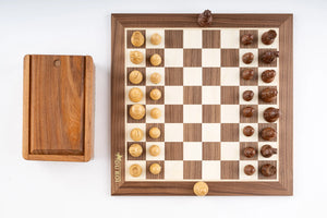 Jeu d'Échecs Style Américain en Érable et Noyer — vue du dessus