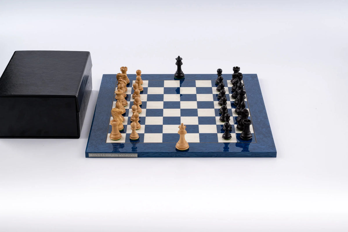 Jeu d’Échecs Azur en Loupe de Frêne et Buis — photo 2