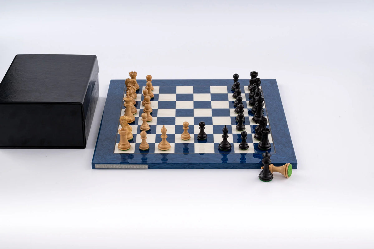 Jeu d’Échecs Azur en Loupe de Frêne et Buis — photo 3