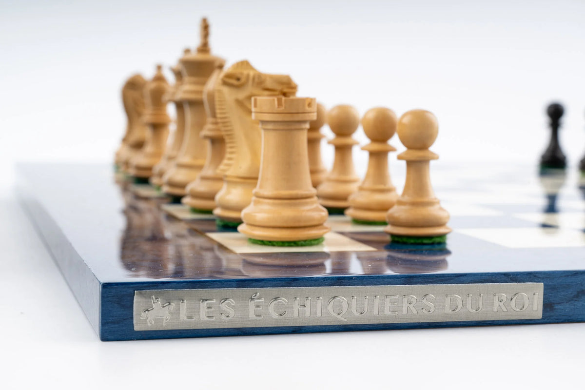 Jeu d’Échecs Azur en Loupe de Frêne et Buis — photo 5