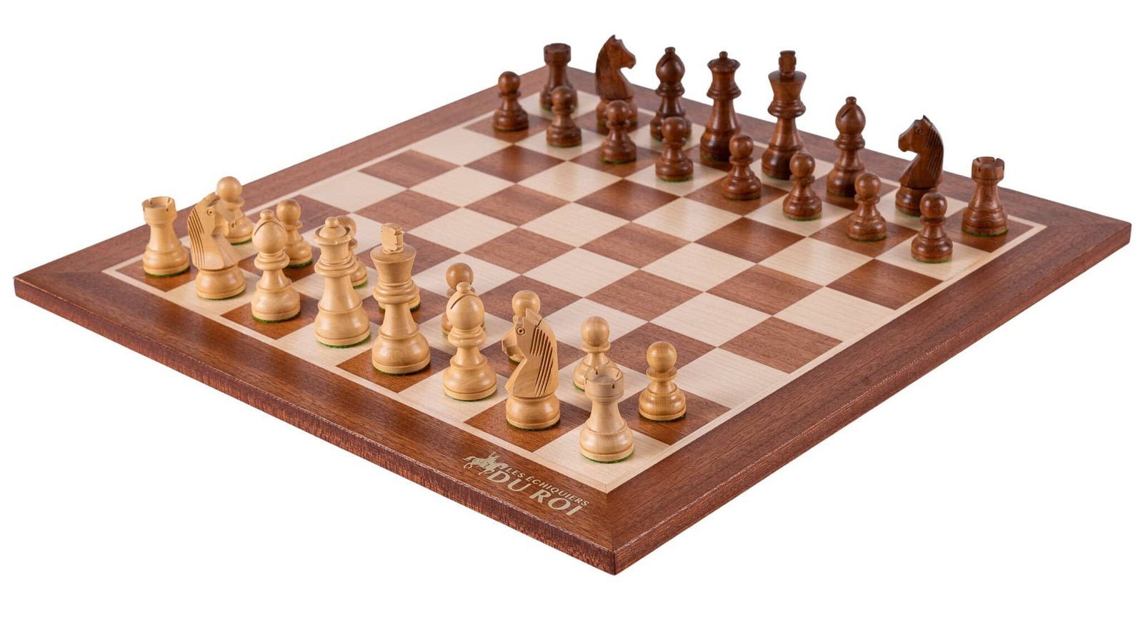 Jeu d'Échecs Clair Ambré <br>en Bois d'Acajou