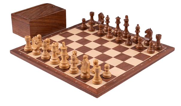 Jeu d’échecs Vintage<br> Lettré et Chiffré en bois d'acajou