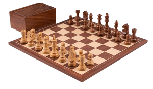 Jeu d’échecs Vintage<br> Lettré et Chiffré en bois d'acajou