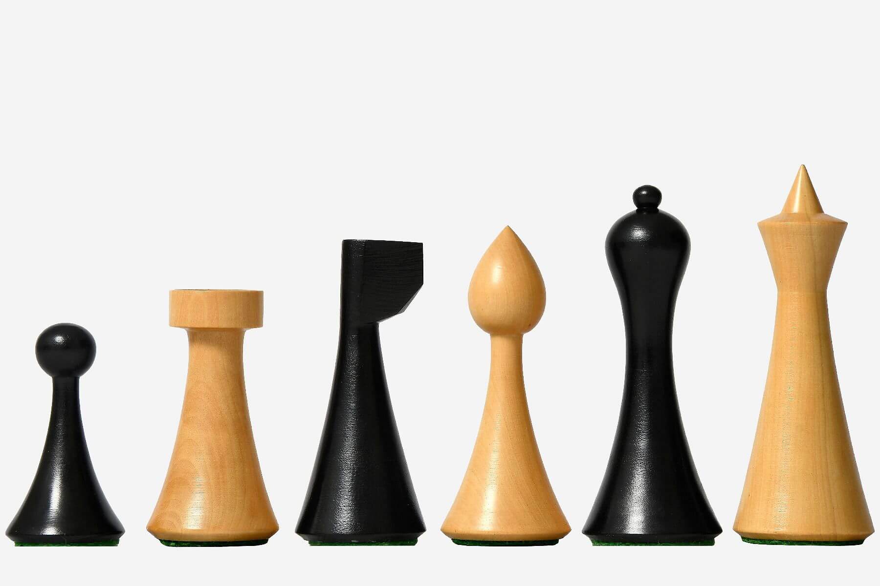 Pièces d'Échecs Artistiques Minimalistes <br>en Bois de Buis