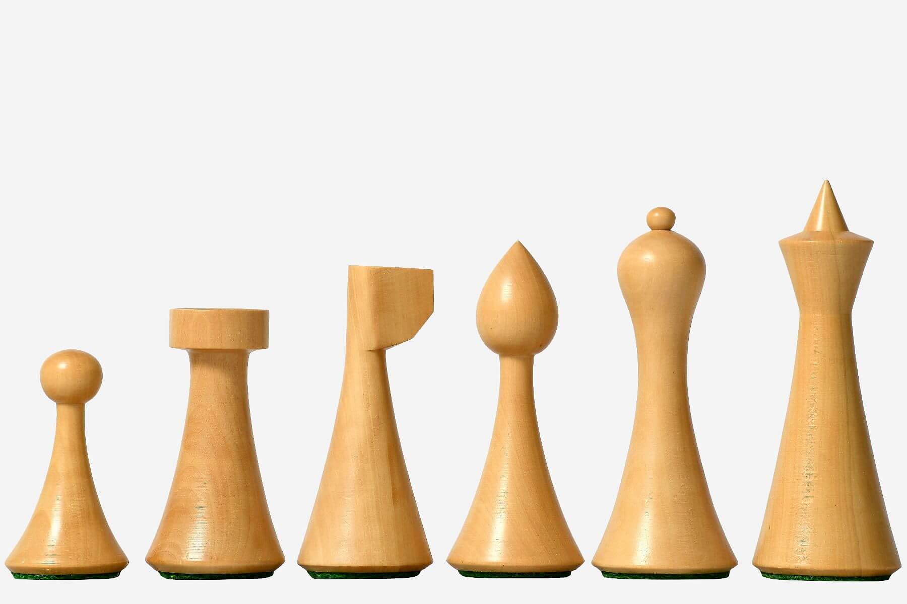 Pièces d'Échecs Artistiques Minimalistes <br>en Bois de Buis