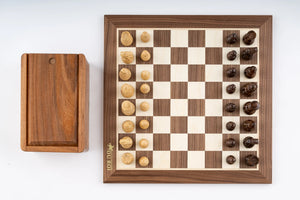 Jeu d'Échecs Élite en Bois de Noyer — vue du dessus