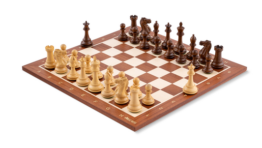 Jeu d’échecs Lauriers en bois de buis et acajou — vue générale