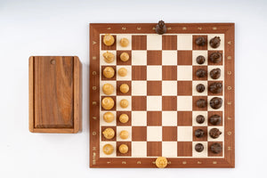Jeu d'échecs Sérénité en bois d'acajou et de sesham — vue du dessus