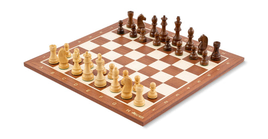 Jeu d'Échecs de Tournoi <br>en Bois d'Acajou Numéroté