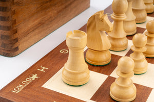 Jeu d'Échecs de Tournoi <br>en Bois d'Acajou Numéroté