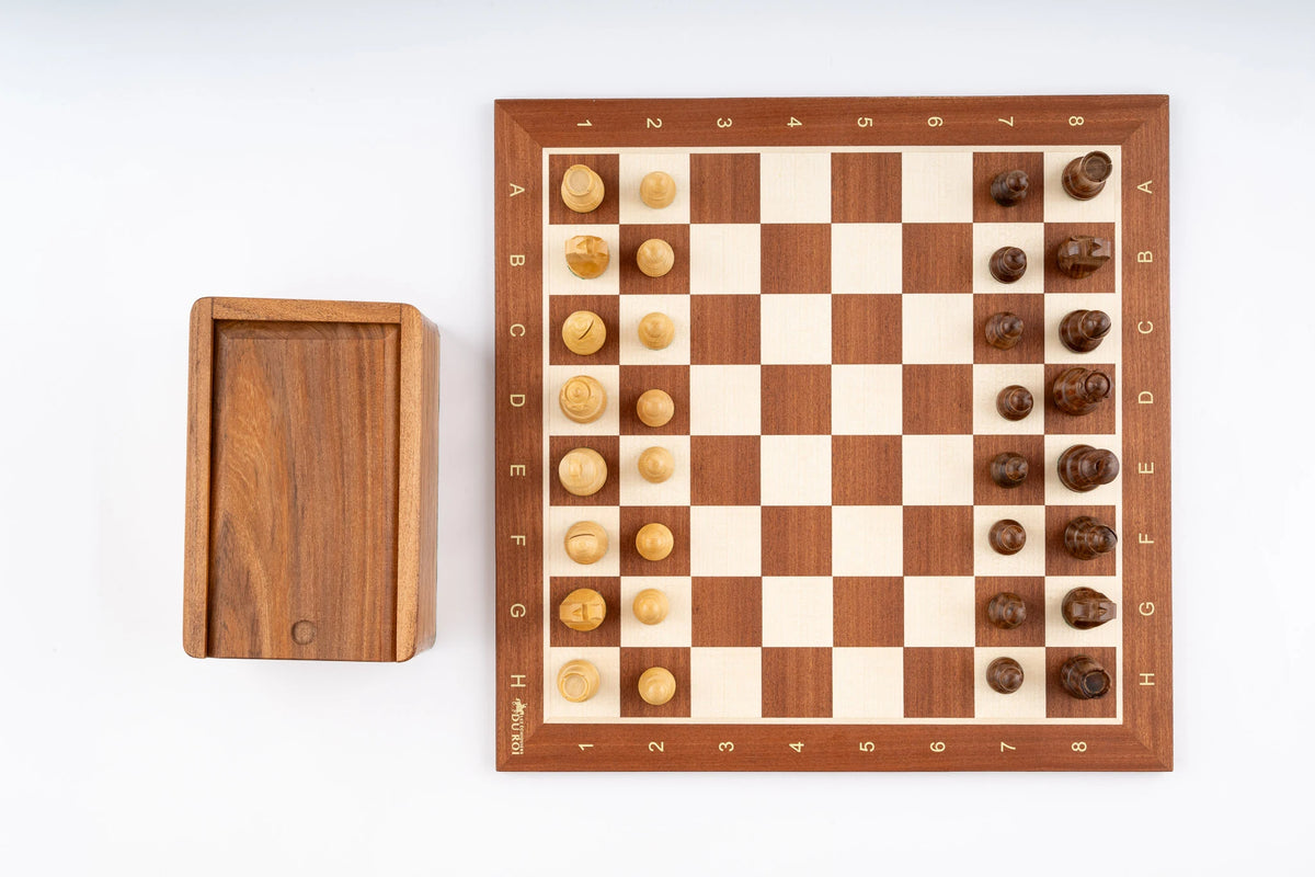 Jeu d'Échecs de Tournoi <br>en Bois d'Acajou Numéroté
