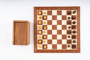 Jeu d'Échecs de Tournoi <br>en Bois d'Acajou Numéroté