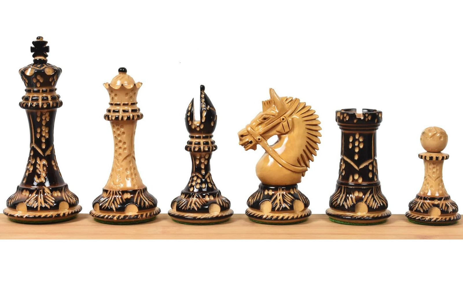 Pièces d'Echecs de Luxe en Bois Brûlé