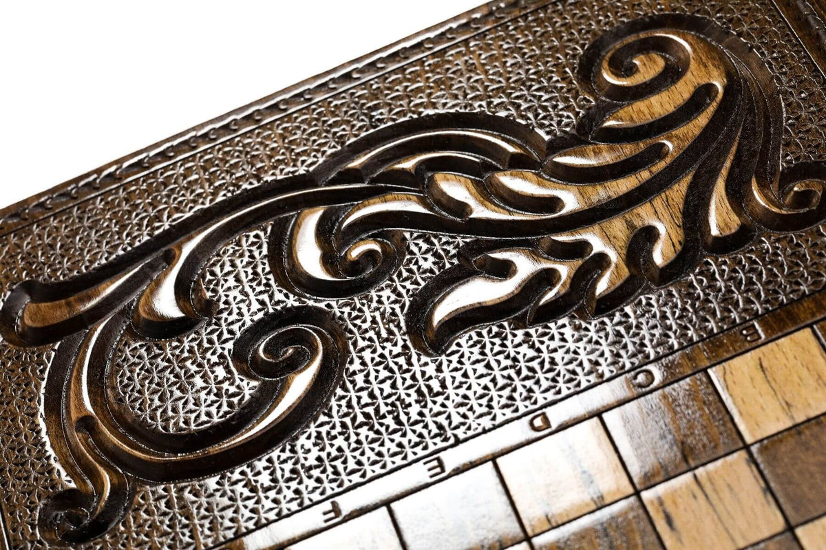Plateau de Backgammon en Bois Marqueté Motifs Arméniens