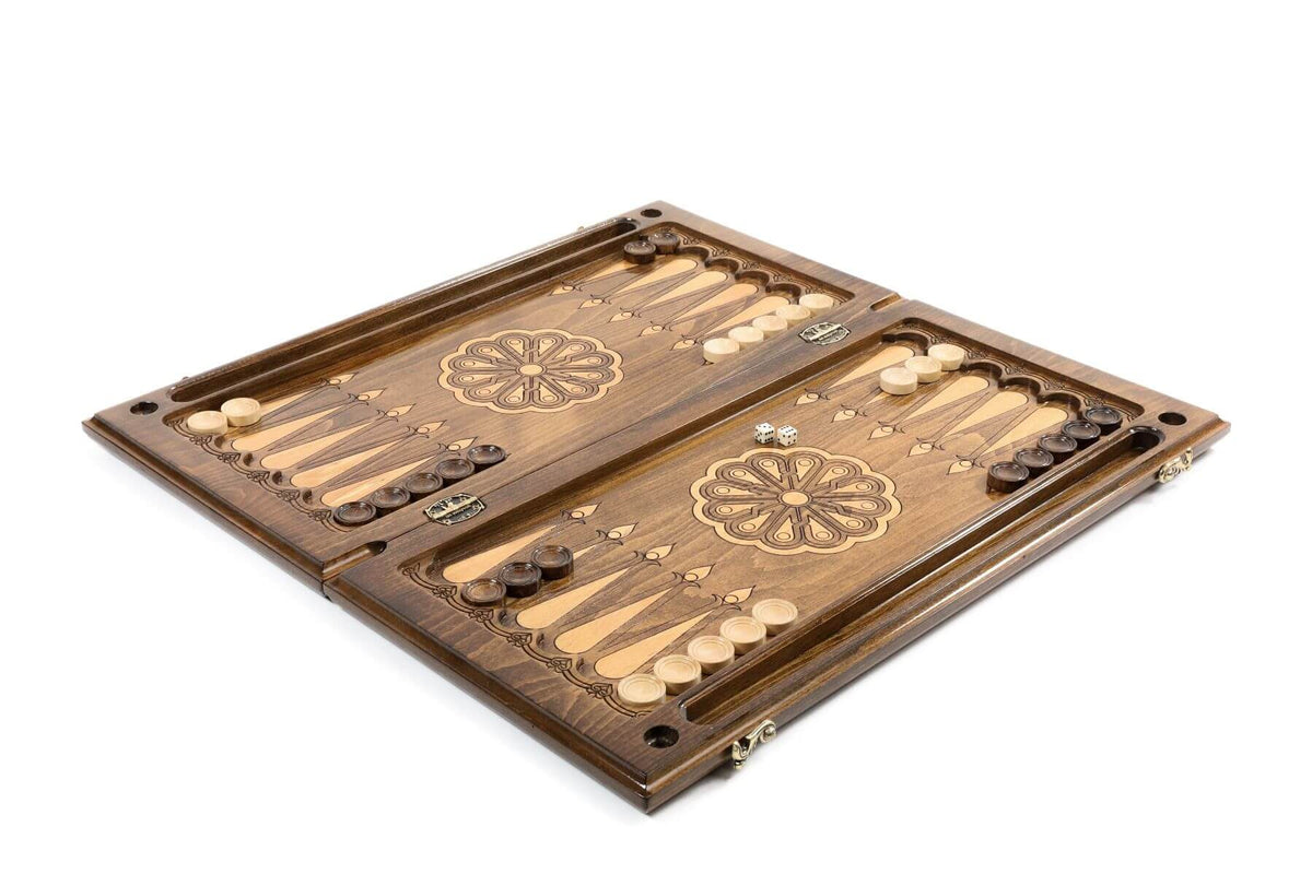Plateau de Backgammon en Bois Marqueté Portable