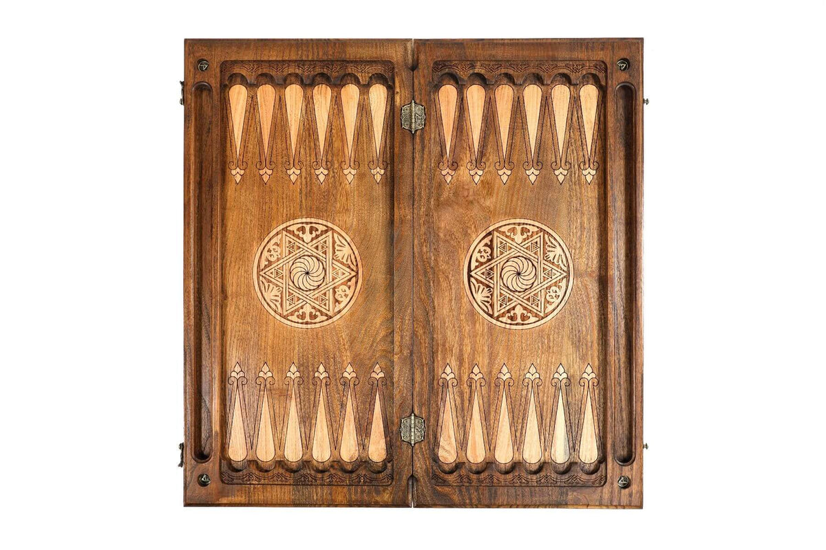 Jeu de Backgammon en Bois avec Motifs Arméniens